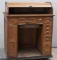 Early antique oak, multi drawered, Roll Top Watch Makers Cabinet, 14 drawered front with pull out ca