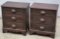Matched pair of Victorian style, walnut three drawer Bedside Chests with carved pulls, attributed to