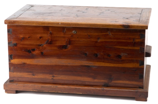 Unique size, hand made, dove tailed Cedar Hope Chest, circa 1920-1930s, believed to have been made a