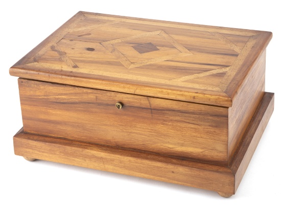Inlaid wooden Chest with inlaid top, measures 15 3/4" L x 11 1/4" W x 7 1/2" T, quality workmanship,
