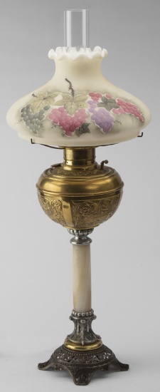 Victorian Banquet Lamp marked "The Parker Lamp Co.", circa 1880s, converted from oil to electric, 27