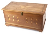 Hand made dove tailed Hope Chest with 5-point inlaid star on top, additional inlay across the front