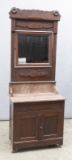 Late Victorian Walnut, marble top Dresser and matching Wash Stand, circa 1890-1900, in original fini