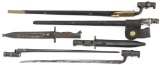 Group of six Military Bayonets for various makes and models, four of the bayonets have sheaths. Leng