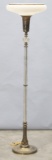 Antique cut crystal Torchiere Lamp, with cut glass crystal column, circa 1920, measures 62
