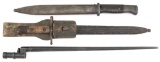 Three Military Bayonets, two have sheaths.  WILL BE SOLD AS ONE .  LITTLEPAGE