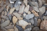 Large cardboard tray containing over 100 pieces of Arrowheads and Flint, mostly found in the Hamilto