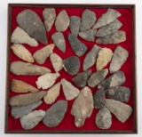 Wooden Case containing approximately 30 pieces of Arrowheads and Flint, mostly from the Hamilton, Co