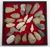 Wooden Case containing approximately 24 pieces of Arrowheads and Flint, mostly from the Hamilton, Co