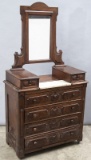 Walnut Victorian, Wishbone style Dresser, circa 1890s, with swivel mirror and double glove boxes, sm