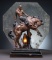 Vintage Chalk Bucking Horse Lamp with etched glass reflector, 15