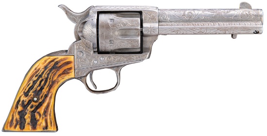Engraved antique Colt, SAA, 6-shot, Revolver, .41 caliber, SN 158237, manufactured 1894, 4 3/4" barr