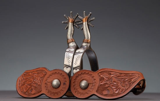 Fine pair of single mounted Spurs by noted Weatherford, Texas Bit and Spur Maker Ray Anderson, (#53)