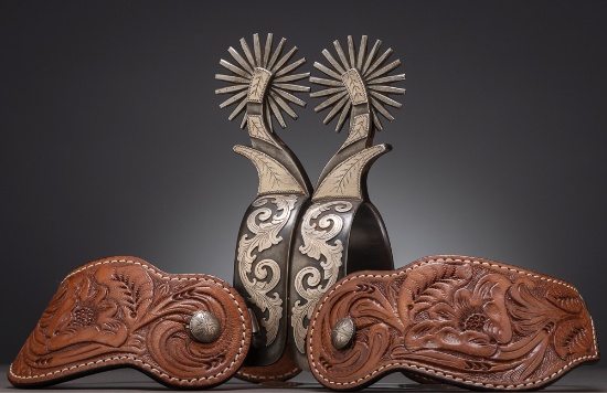 Awesome pair of double mounted Spurs (#534) by noted Cheyenne, Oklahoma Bit and Spur Maker Dickie Ti