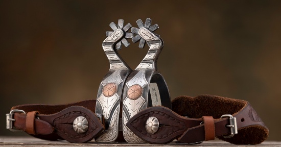 Fine pair of double mounted Spurs by noted Weatherford, Texas Bit and Spur Maker Ray Anderson (#1255