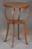 Unique antique oak, round Chair Side Table, circa 1900-1910, 19 1/2