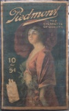 Unframed Tobacciana Sign, Piedmont Cigarettes / 10 for 5 cents, Victorian Lady with roses. Lithograp