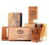 Collection of six, wooden Cigars Boxes by different companies, some are full, some are partially ful