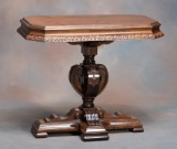Very unique antique carved Chair Side Table, circa 1920-1930, with fancy carved skirt and pedestal b