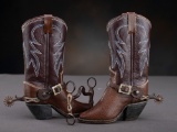 A fine miniature pair of tall top Western Boots marked 