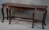 Beautiful, vintage, solid Mahogany Console Table with fancy drawered skirt, highly carved and gracef