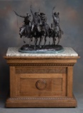 Beautiful antique oak Bronze Stand, circa 1900, with carving all around and is designed to be the ce