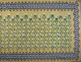 Fine authentic room size Navajo Rug with corn pattern in a gold, white and black background. It take