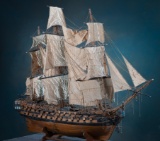 Incredible museum quality, early hand made Ship, incredible detail, measures 6 ft. 7