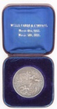 Scarce Boxed Silver Medallion commemorating Wells Fargo & Company, March 18, 1852-March 18, 1902. On