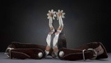 Pair of single mounted gal-leg Spurs (#36) by noted Weatherford, Texas Bit and Spur Maker Ray Anders