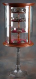 Antique curved glass Crystal Cabinet on original reeded iron base, circa 1890-1910, original finish