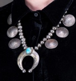 Unique Silver Necklace made from 106 silver mercury dimes with six 1921 dome shaped Silver Dollars a