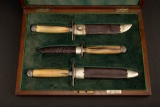 Fine vintage, fitted, Cased Set of horn handled Knives. Case and Knives are marked 