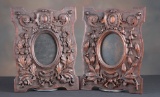 A pair of antique oak Black Forrest Picture Frames, one has hand carved oak leaf and acorns, the oth