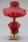 Gone With the Wind Table Lamp with embossed roses on shade and font, and fa