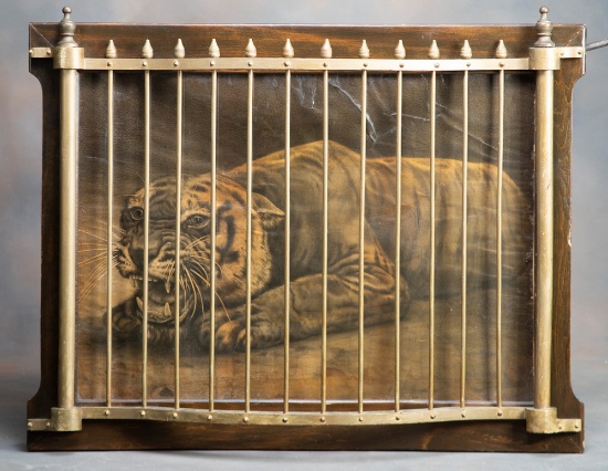 Antique Caged Tiger representing the saloon game of Faro, that was called "