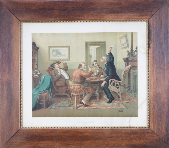 Antique framed Lithograph titled "The Lone Hand", marked lower right "Rufus
