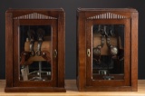 A matching pair of antique oak, bevel glass Showcases, circa 1915-1920, cou