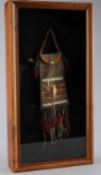 Framed leather & quill Carry Bag with fringe.