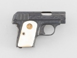 Engraved Colt, Pocket Model 25 Auto, Semi-Automatic Pistol, .25 caliber, SN