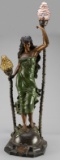 Beautiful Bronze Figural Table Lamp, marked on shield at base 