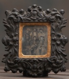 Unique and very desirable early Tin Type, framed in early gutta percha styl
