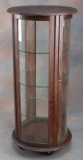 Oak curved glass Display Case, not antique, maybe 25 years old, 22 1/2