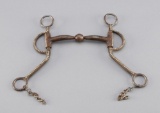 Iron Snaffle Bit with silver spotted border on cheek piece marked 