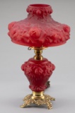 Gone With the Wind Table Lamp with embossed roses on shade and font, and fa