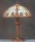 Antique bent panel slag glass Table Lamp, circa 1920s, possibly Chicago Lamp Co., retains majority o