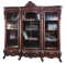 Incredible antique R.J. Horner hand carved triple door Bookcase, with serpentine front and beautiful