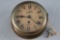 Antique brass Ships Clock, spring driven movement, paper dial marked 