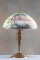 Antique reverse painted Table Lamp, circa 1920s, attributed to Mo Bridges Lamp Co., 16
