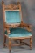 Antique oak highly carved Arm Chair, circa 1900-1910, with heavily carved crest, North Wind in back,